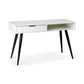 OFCASA WHITE RECTANGULAR DESK WITH BLACK METAL LEGS AND DRAWER