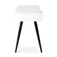 OFCASA WHITE RECTANGULAR DESK WITH BLACK METAL LEGS AND DRAWER