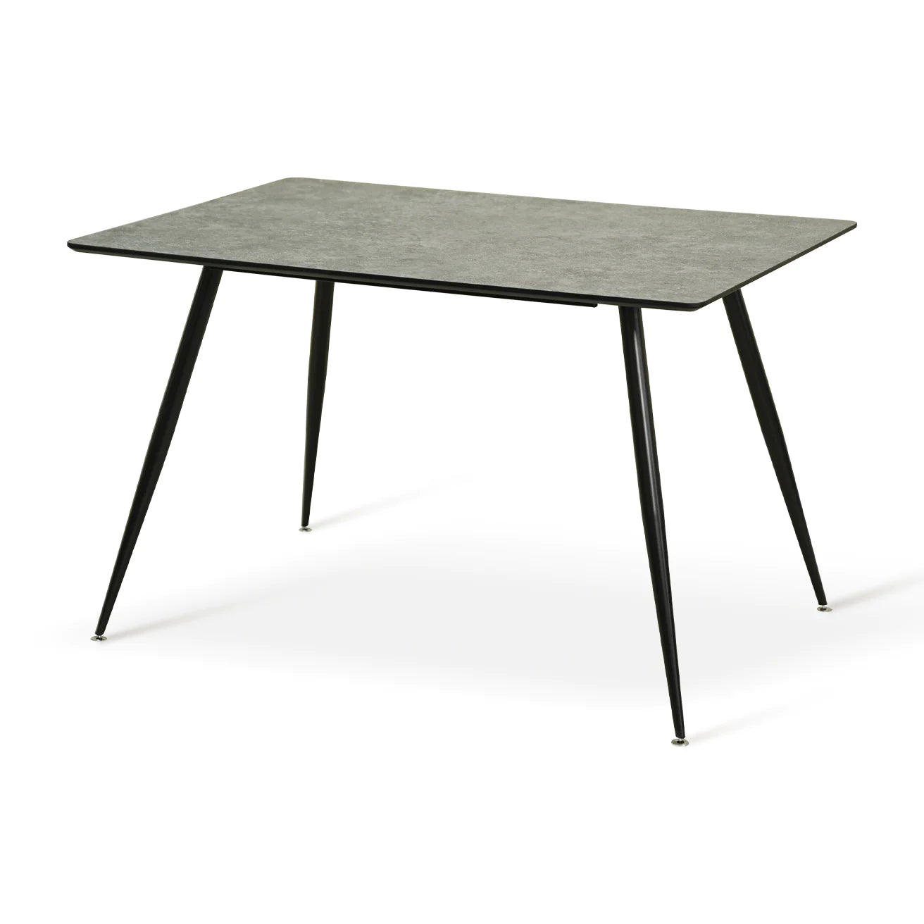 OFCASA RECTANGULAR DINING TABLE WITH BLACK METAL LEGS AND GREY MARBLE-PATTERNED TABLETOP